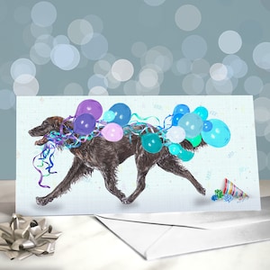 Deutsch Langhaar Pointer Hund Geburtstagskarten - Innen leer / GLP Hundemama Geburtstag / Glückwunschkarte vom Hund / German Pointer Langhaar