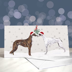 Greyhound Christmas Greeting Card - Sighthound Lurcher Card / Blank Inside / Card from the Dog