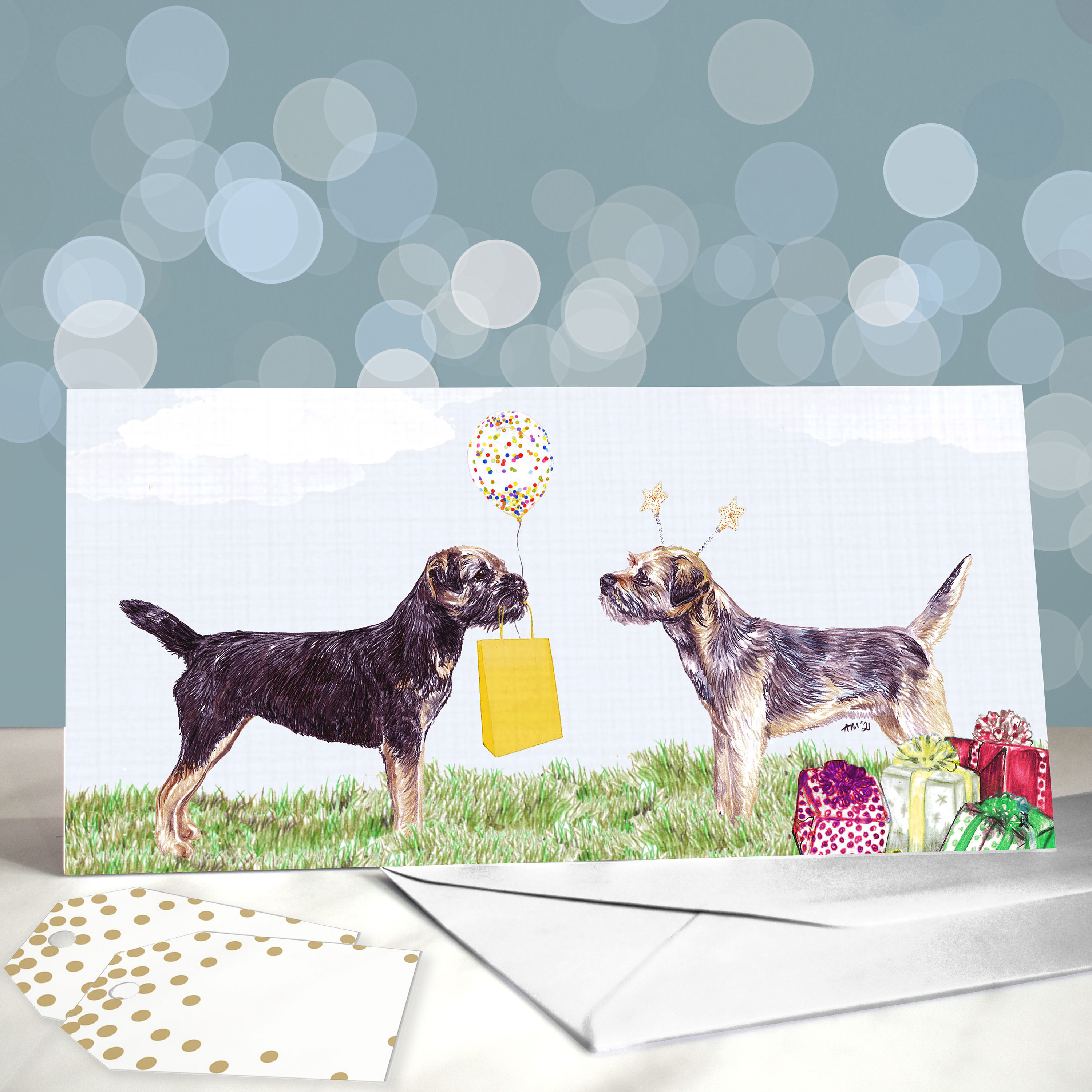 Border Terrier 'just To Say' Greetings Card | 5"x5" Square - View #5