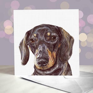 Biglietto di auguri per bassotto a pelo liscio - Varietà di biglietti per bassotti standard e in miniatura / Interno vuoto / Biglietto del Sausage Dog