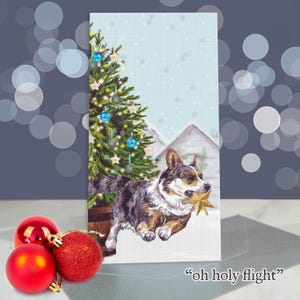 Biglietti di auguri di Natale per cani Welsh Corgi Cardigan - Biglietto di auguri natalizio blu merle / Interno vuoto / Biglietto del cane / Set di biglietti di auguri per le feste dei cani