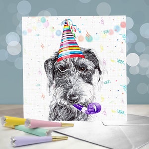 Biglietto di auguri Lurcher - Cane da corsa / Levriero / Bedlington Whippet / Greyhound Cross Biglietto di compleanno / Interno vuoto / Biglietto dal cane