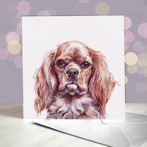 Cartão de felicitações Cavalier King Charles Spaniel - Ruby / Red / Ginger Cavvie do Dog