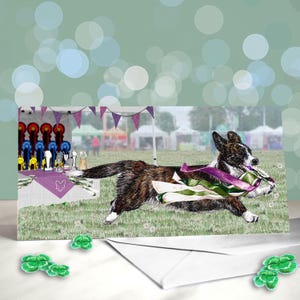 Cardigan Welsh Corgi Good Luck - Qualifié pour la décoration de banc Crufts - Carte de félicitations pour le concours d'exposition canine - Merci aux juges