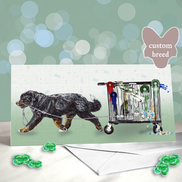 Dog Show Good Luck Card - Qualified for Crufts Bench Decoration - Choice of Dog Breed - Dog Show Congratulations Card - Judges Thank You