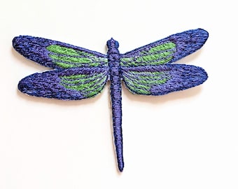 Purple Dragonfly Embroidered Iron-on Patch