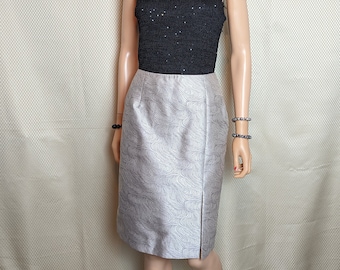 Light Gray Beige Jacquard Pencil Skirt