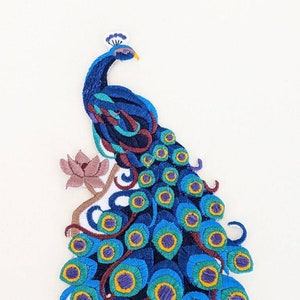 Blue Multicolor Large Peacock Iron-on Patch