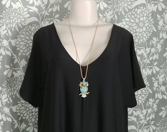 Deep V Black Jersey Knit Kaftan Dress