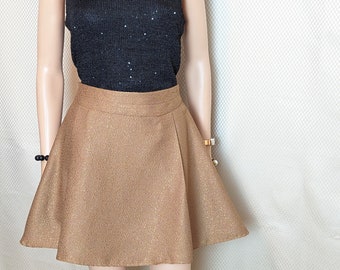 Gold Pebble Textured Jacquard Mini Circle Skirt