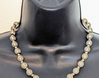 Gray & Gold Handmade Necklace and Earrings Set