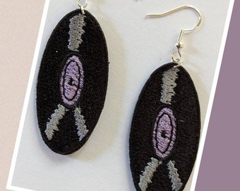 For the Record Vinyl Record Embroidered Earrings