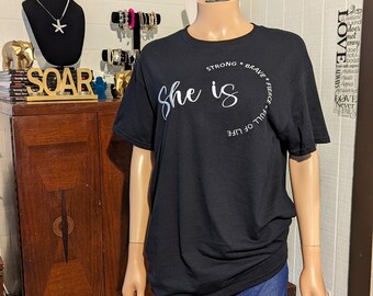 She is Strong Embroidered T-shirt