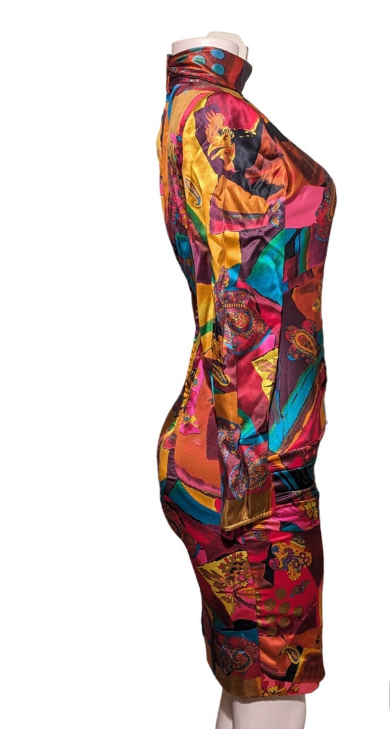 Emanuel Ungaro Multicolor Satin Mock Neck Fitted … - image 2