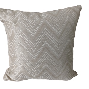 Cream Off White Chevron Satin Jacquard Decorative Pillow Set  20 x 20
