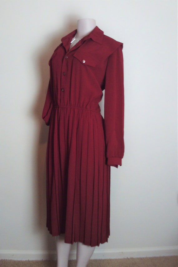Burgandy Wine Vintage Leslie Fay Pleated Dress