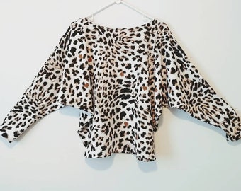 Vintage Black and White Animal Print Slouchy Top Jersey Knit - Etsy