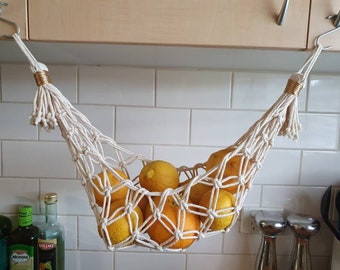 MADE TO ORDER - Macrame fruit vegetable produce hanger holder hammock basket storage caravan boat wall decor