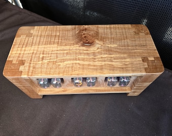 Figured Maple burl Nixie Tube Clock/ Calendar
