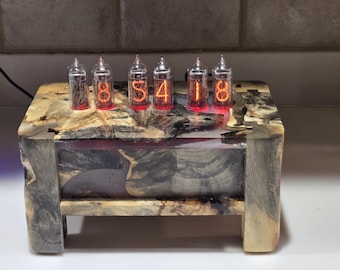 Figured California buckeye burl  Nixie Tube Clock/ Calendar- ready to ship