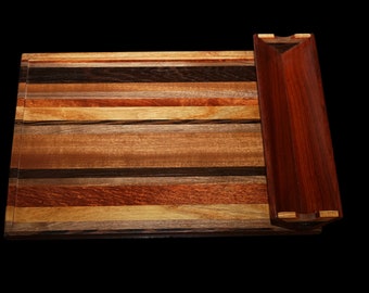 Exotic wood charcuterie and cheese appetizer tray-