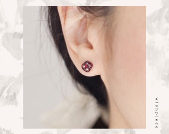 Dainty Boho Bead Flower Stud Earrings | Floral Motif Modern Bohemian Jewelry | Stainless Steel Ear Posts | Artisan Gift for Her Under 20