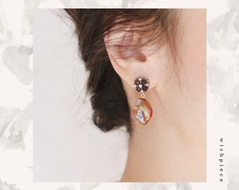 Contemporary Shell Dangle Earrings / Stylish Freeform Shape Drops / Allergy Free Titanium Posts / Vintage Style Feminine Boho Jewelry