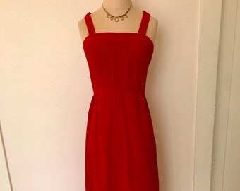 70s VELVET RED DRESS/ Lanz Original Maxi Dress/ Vintage Royal Red Cotton Velveteen Dress/ Holiday Dress/ Elegant Figure Flattering Dress