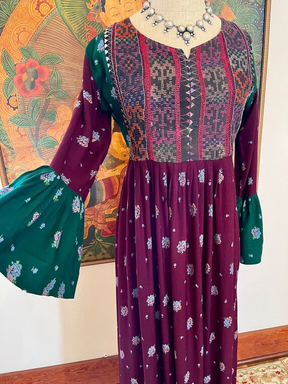 70s AFGHANI BOHEMIAN DRESS/ Vintage Embroidered Fo