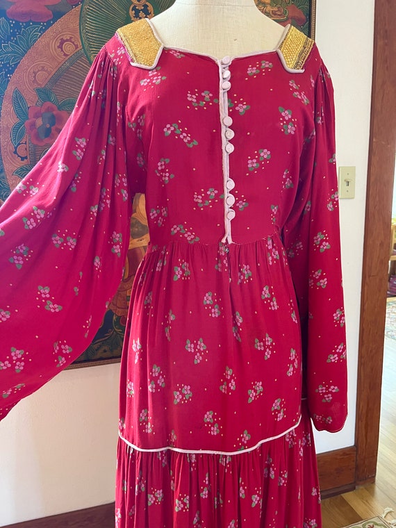 AFGHAN DRESS VINTAGE 70's/ Kuchi Tiered Maxi Dress/ B… Gem