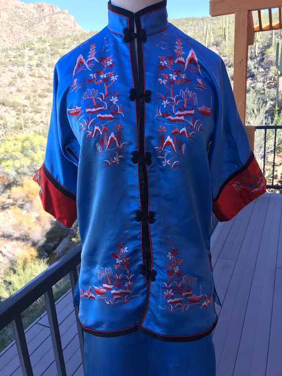 1940s CHINESE SILK PAJAMAS/ Vintage Chinese Silk P