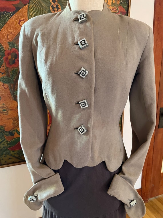 LILLI ANN 40s JACKET/ Gabardine Wool 1940s Jacket/