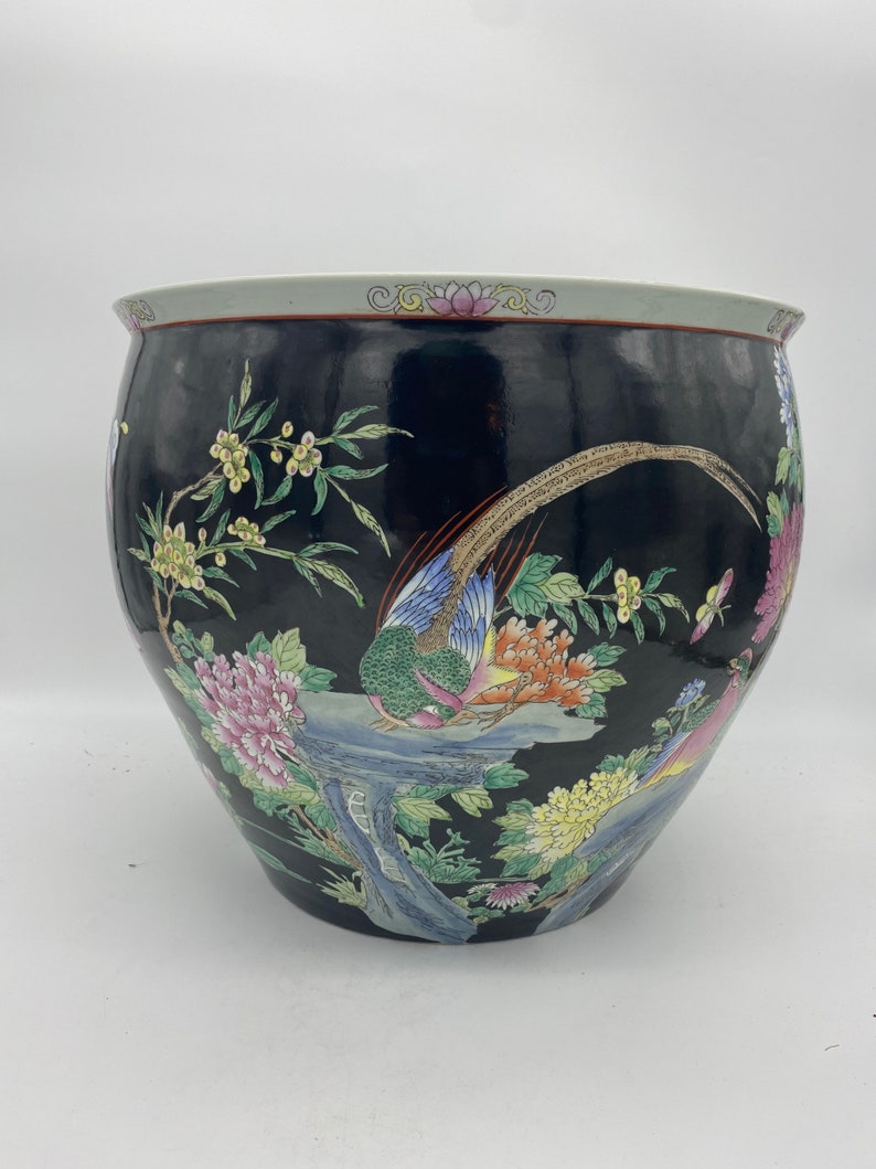 Large Antique Fish Bowl Chinese Porcelain Vase Etsy