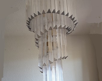 Venini Murano Glass Tronchi Midcentury Chandelier with Cascading Structure Venini Murano Glass Tronchi Midcentury Chandelier with Cascading Structure