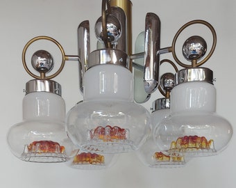 Lustre vintage à globes en verre de Murano « Mazzega » du milieu du siècle des années 70