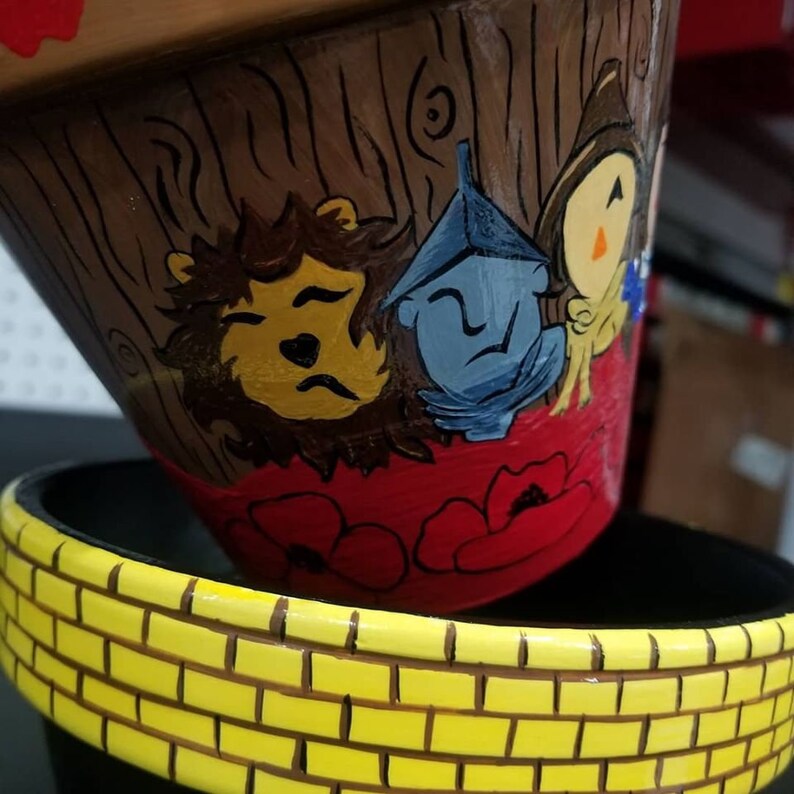 Wizard of Oz Tiltled Flower Pots With Stand Hand Painted Etsy