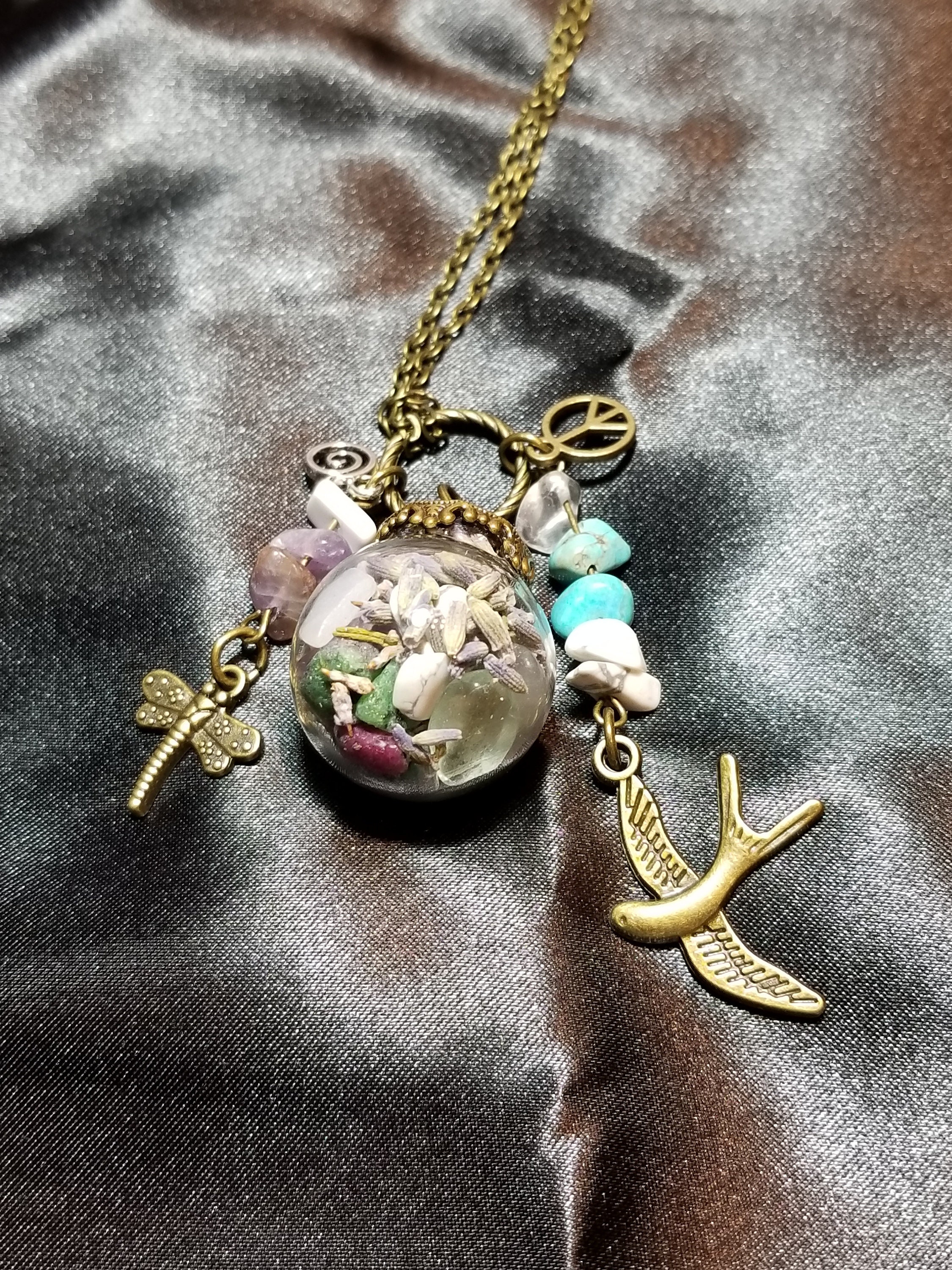 Peace Calm Crystal Talisman Necklace, Witch Ball Amulet - Etsy