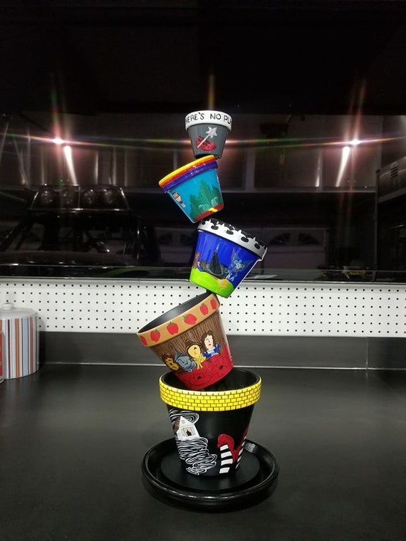 Wizard of Oz Tiltled Flower Pots With Stand, Hand Painted - Etsy