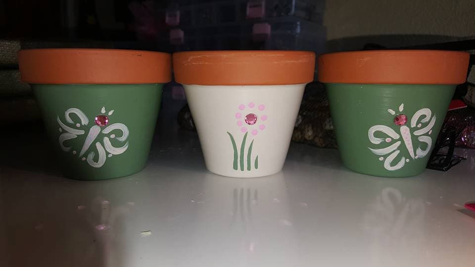 Hand Painted 3 Flower Pot set of 3 - Etsy