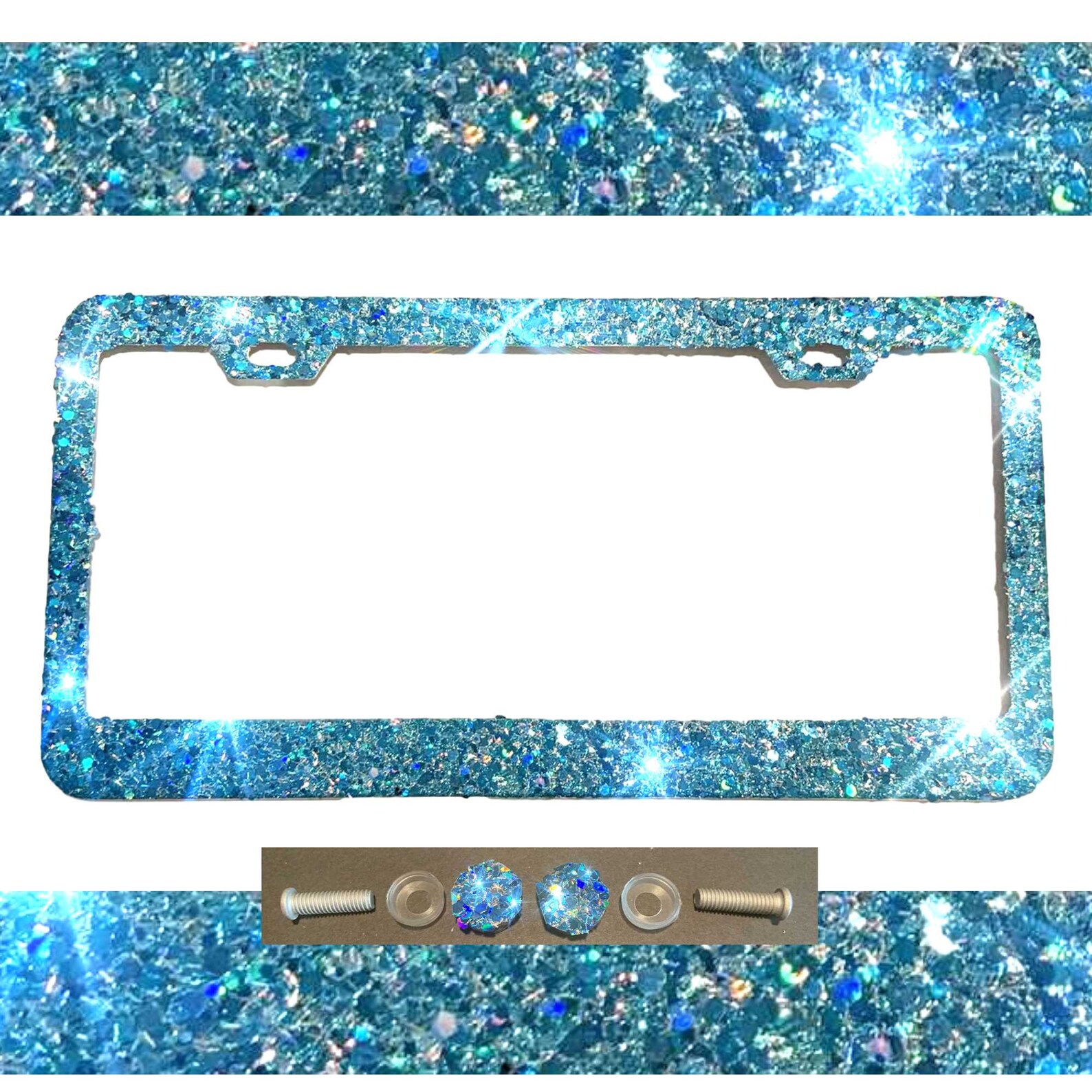 EXTREME BLING BLUE multicolored glitter on a metal License Etsy