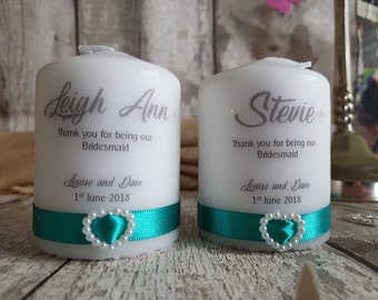 Wedding / celebration thank you candle /  gift / favour/ bridesmaid / maid of honour