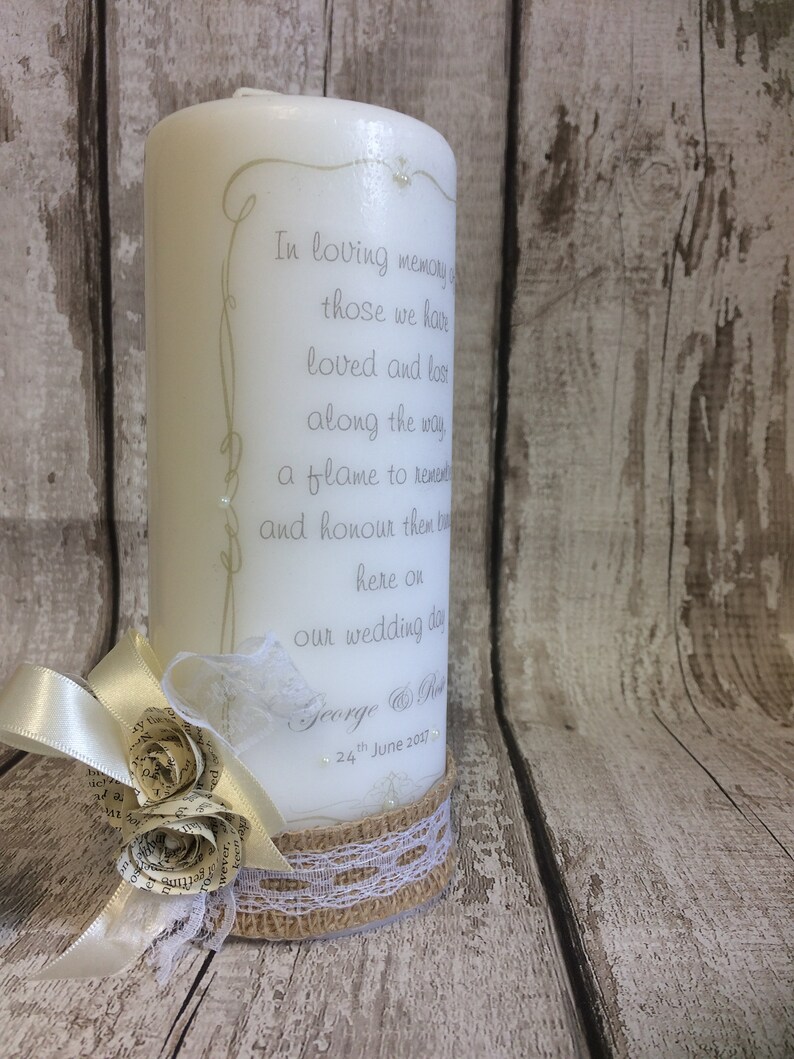 Memorial candle/ wedding/ loved one/ bereavement/ Etsy