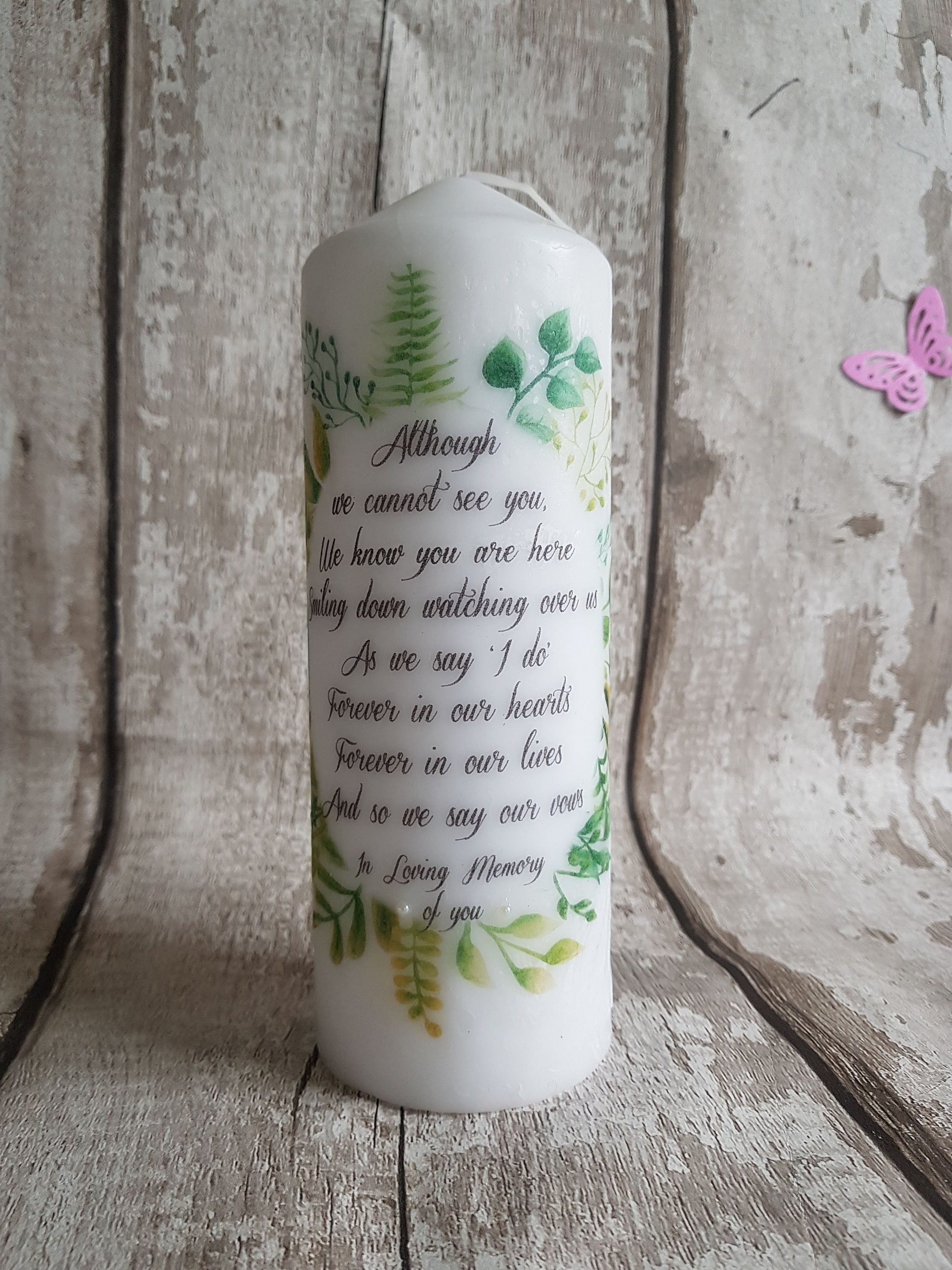 06 Memorial Candle / Bereavement / Wedding / Foliage/ Green / Etsy