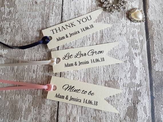 Mint to Be Favour Tags Gift Tags Wedding Set x50 Personalised