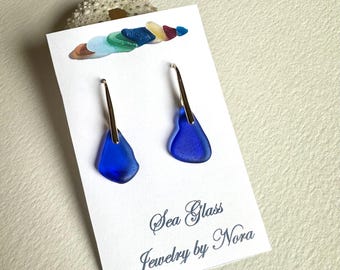 Cobalt Blue sea glass earrings