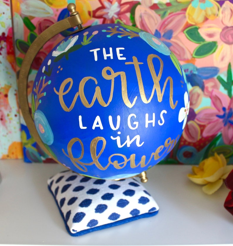 SALE: Painted Globe, The Earth Laughs in Flowers image 1