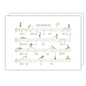 Personalisierte Noten Yogi Geburtstagskarte | Karte für Yogi| Geschenk für Yoga-Lehrer | Yoga-Karte