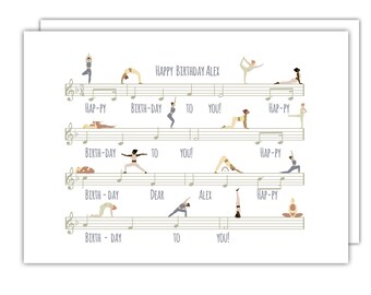 Personalised Yoga Pilates Birthday Card | Sheet Music Design