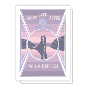 Personalisierte Küsten Hochzeitskarte | Hochzeit am Strand | Ozean-Hochzeit | Brautpaar
