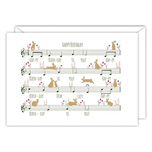 Personalisierte Noten-Kaninchen-Geburtstags-Karte | Alles Gute zum Geburtstag Kaninchen Karte | Kaninchen-Liebhaber-Geburtstag | Kaninchen-Liebhaber-Geschenk